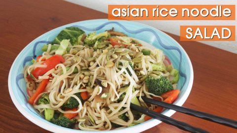 Asian rice noodle salad for a fresh & filling vegan summer meal