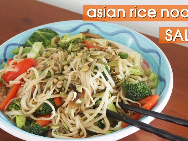 Asian rice noodle salad for a fresh & filling vegan summer meal