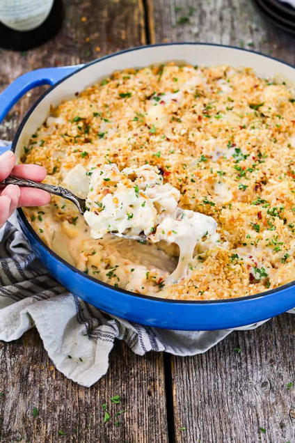 Cheesy Vegan Cauliflower Casserole from Vegan Huggs