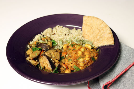 Curried Eggplant + Chickpea Dish