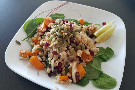 Vegan Pomegranate Barley Salad - veganook
