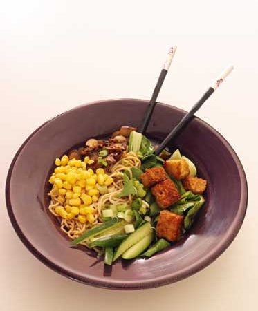 Spicy miso ramen - a big bowl of salty, satisfying vegan goodness...