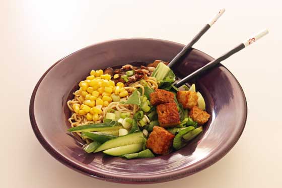 Spicy miso ramen - a big bowl of salty, satisfying vegan goodness...