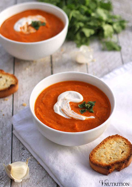 Roasted Tomato Chickpea Soup, by V Nutrition