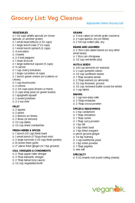 Cleanse Grocery List